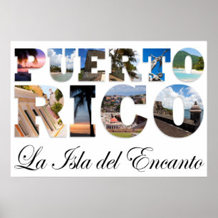 Póster Puerto Rico La Isla Del Encanto Colagem