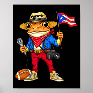 Poster Puerto rico rã coqui música de rua futebol