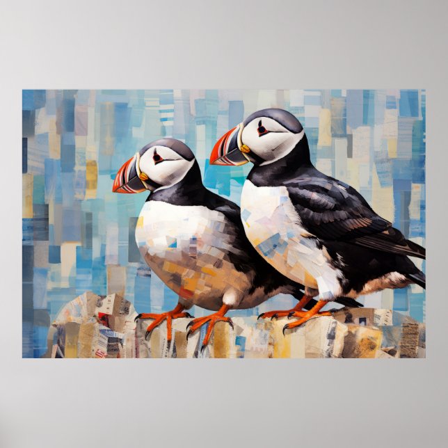 Poster Puffin Animal Art Decor Paint (Frente)