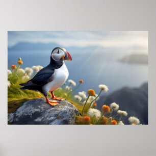 Poster Puffin Aves Selvagens Tranquilo Animais Pacíficos