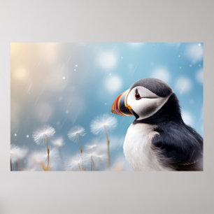 Poster Puffin Aves Selvagens Tranquilo Animais Pacíficos