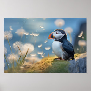 Poster Puffin Aves Selvagens Tranquilo Animais Pacíficos