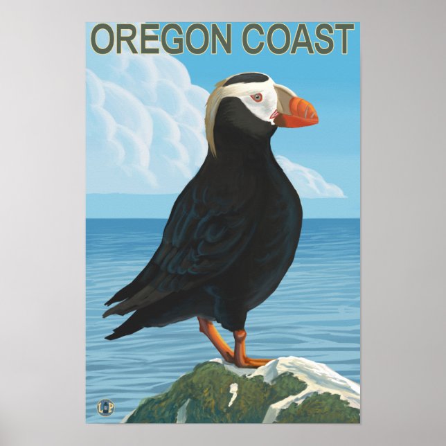 Poster Puffin Tufado na Costa do Oregon (Frente)