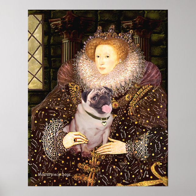 Póster Pug 2 (filhote) - Rainha (Frente)