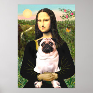 Póster Pug 3 (grampo) - Mona Lisa