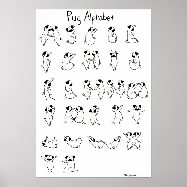 Poster Pug Alphabet A-Z (Frente)
