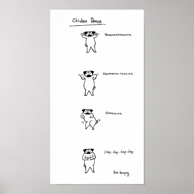 Póster Pug Chicken Dance (Frente)