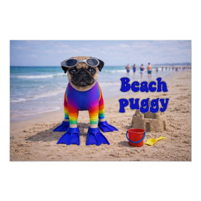 Póster Pug da Praia (Frente)