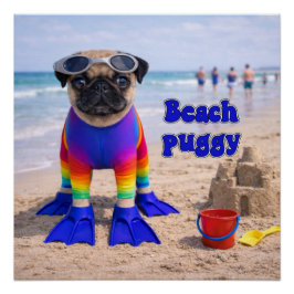 Póster Pug da Praia
