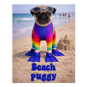 Póster Pug da Praia