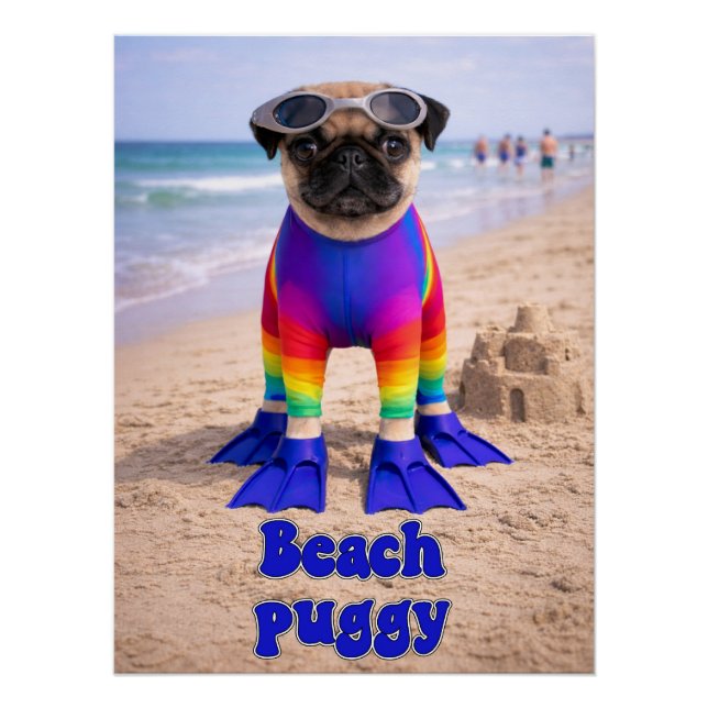 Póster Pug da Praia (Frente)