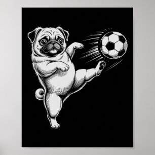 Poster Pug de futebol fofo papai cachorro vai jogar no cl