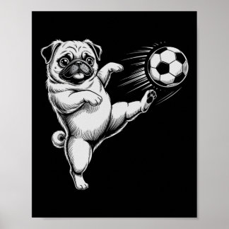 Poster Pug de futebol fofo papai cachorro vai jogar no cl