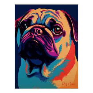 Póster Pug Dog 002 - Bruno Pokopen