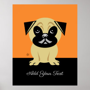 Poster Pug Dog Em Fundo Laranja
