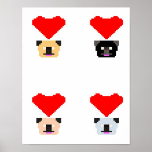 Poster Pug Dog Lovers  O Amor de Todos os Pugs