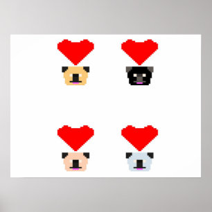 Poster Pug Dog Lovers O Amor de Todos os Pugs