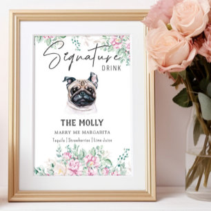 Poster Pug Dog Signature Drag Sinal