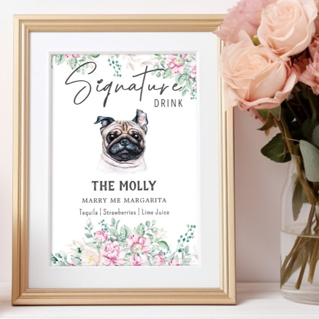 Poster Pug Dog Signature Drag Sinal (Criador carregado)