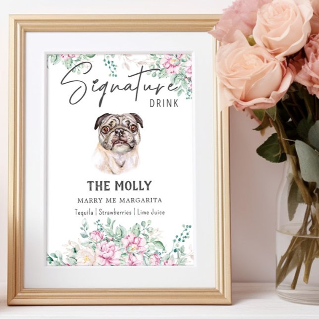 Poster Pug Dog Signature Drag Sinal (Criador carregado)