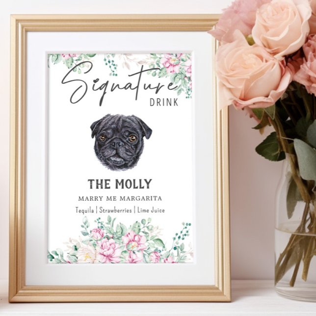 Poster Pug Dog Signature Drag Sinal (Criador carregado)