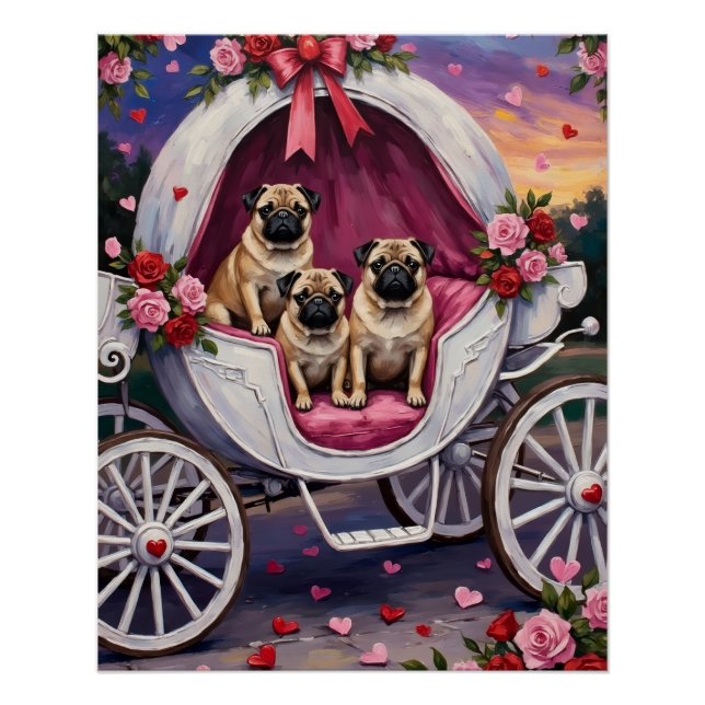 Póster Pug Dog Valentine's Day (Frente)