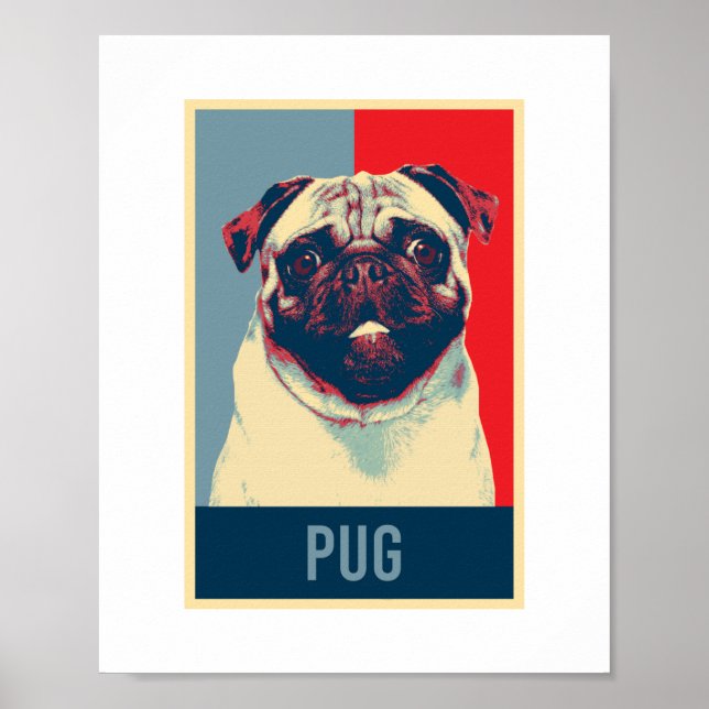 Poster Pug Dutch Bulldog Dog Portrait Pop Art (Frente)