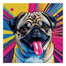 Póster Pug em Pop Art 01