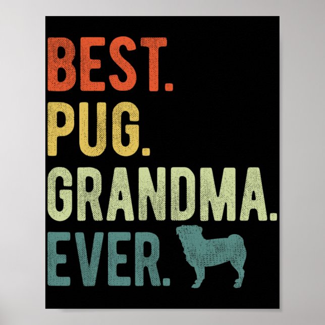 Poster Pug Grandma Ever Dog Dia de as mães (Frente)