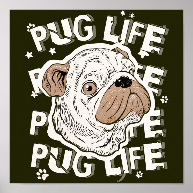 Poster Pug Life Animal og (Frente)