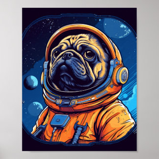 Poster Pug no espaço