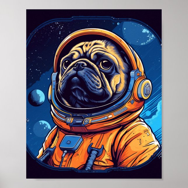 Poster Pug no espaço (Frente)