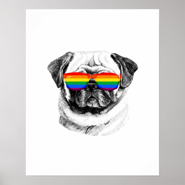 Póster Pug Pride Óculos de sol (Frente)