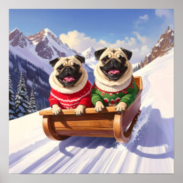 Poster Pug Sled Ride