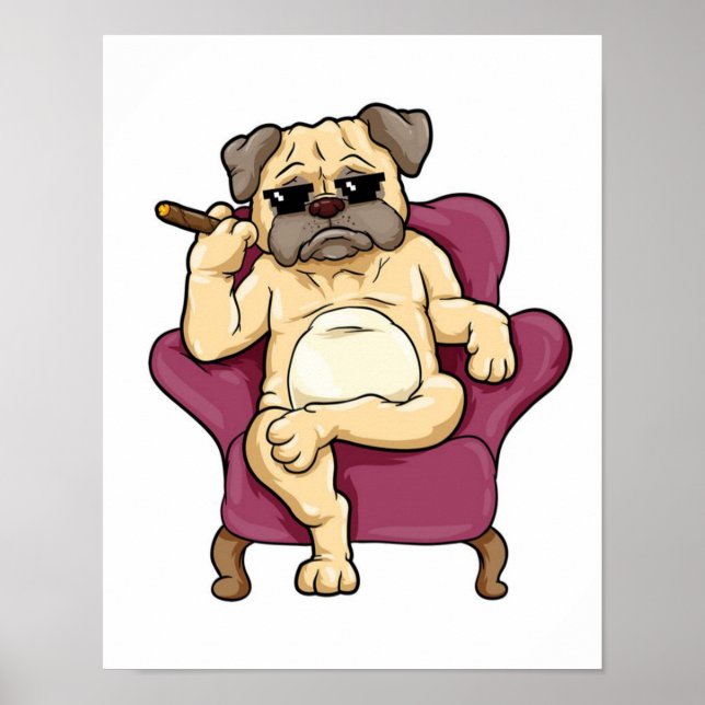 Poster Pug Smoking Cigar | Cachorro Legal (Frente)