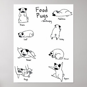 Póster Pugs da comida