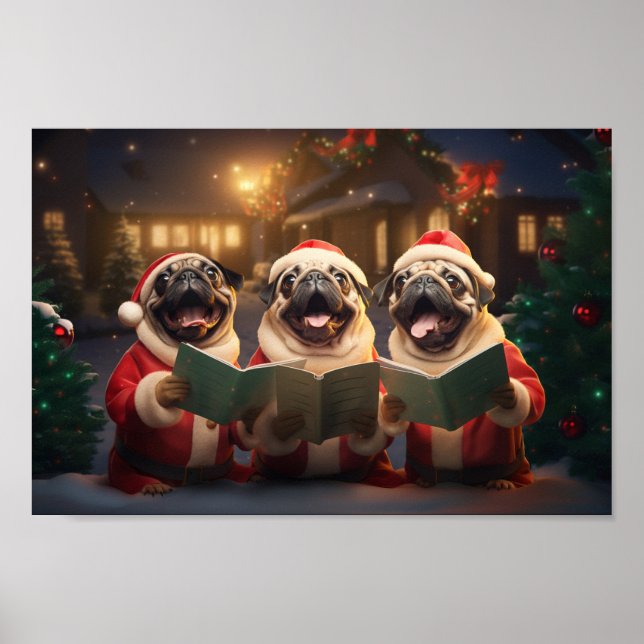 Poster Pugs Natal Caroling Fésico (Frente)