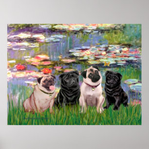 Póster Pugs (Quatro) - Lírios2