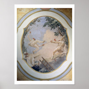 Póster Pulcinella em um balanço, 1797 (fresco)