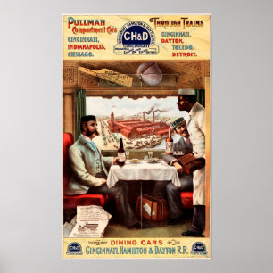 Poster PULLMAN TRAINS via Cincinnati Indianapolis Dayton