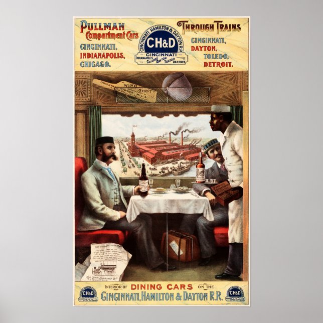 Poster PULLMAN TRAINS via Cincinnati Indianapolis Dayton (Frente)