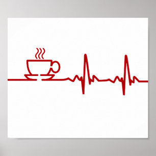 Poster Pulsação do coração EKG do café da manhã