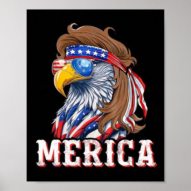 Poster Pulseira Águia Engraçada 4 De Julho Bandeira Ameri (Frente)