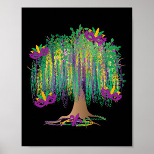 Poster Pulseiras de Árvore de Mardi Gras New Orleans 2025