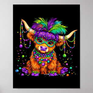 Poster Pulseiras de Mardi Gras de Vaca das Terras Altas E