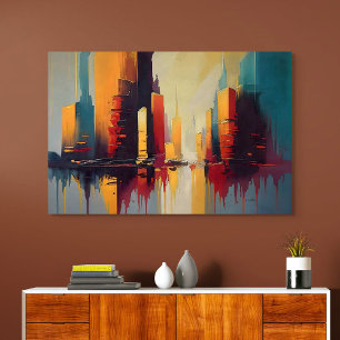 Poster Pulso Urbano – Cidade Abstrata em Ritmo Vertical