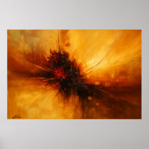 Poster Pulso Vulcânico - Erupção Abstrata Vermelha e Âmba
