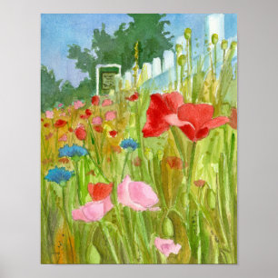 Poster Pulverizadores Vermelhos Flores de Aquarelas