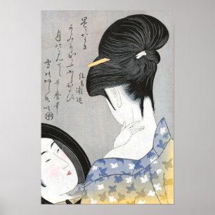 Póster Pulverizando o pescoço Kitagawa Utamaro