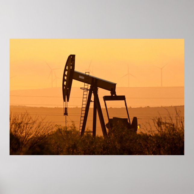 Poster Pump Jack Pumping Oil In West Texas, EUA (Frente)
